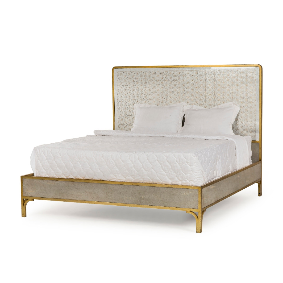 Gilded Star Mirror Gold Metal King Bed Frame Zin Home