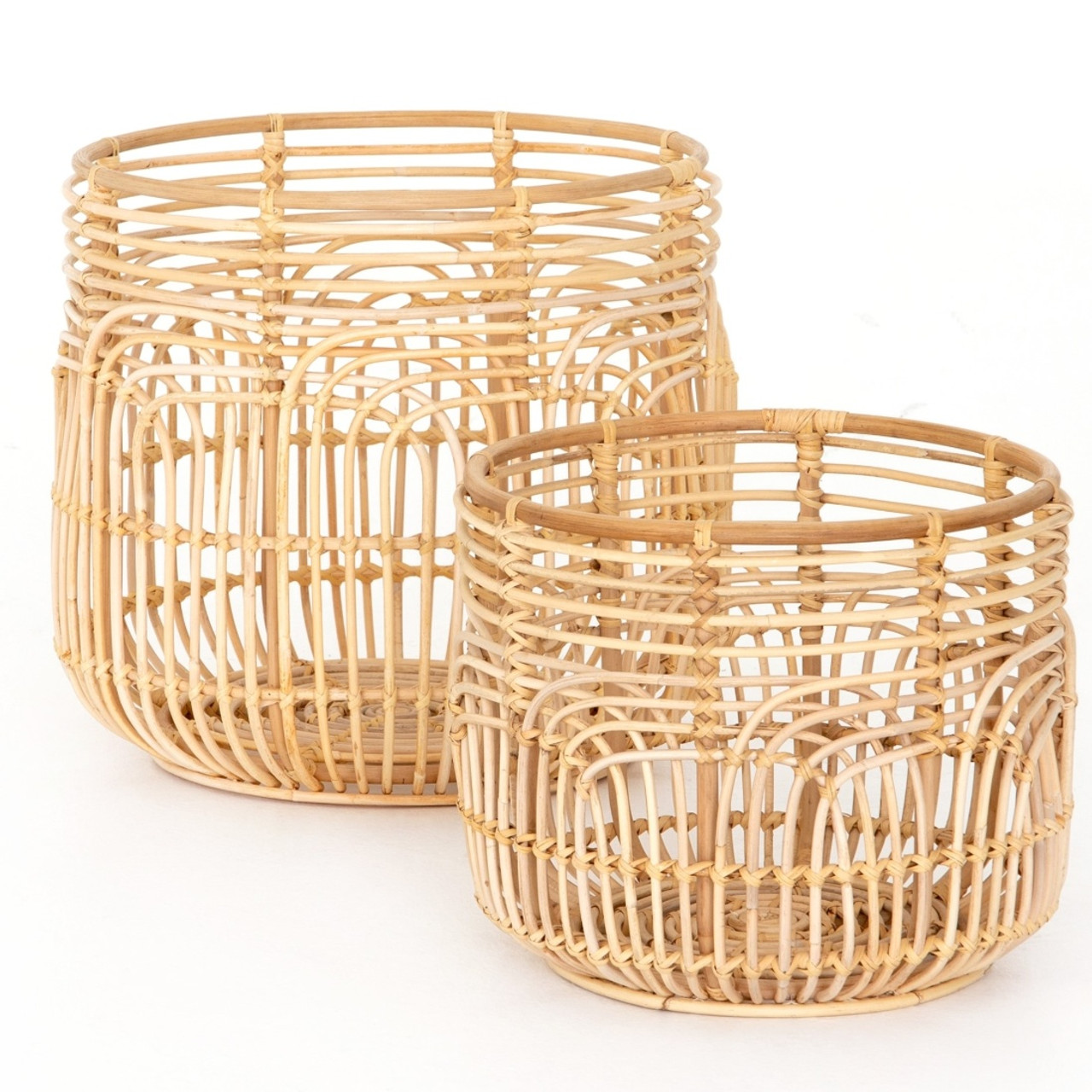 Aldo Woven Natural Rattan Basket Set Of 2 Zin Home