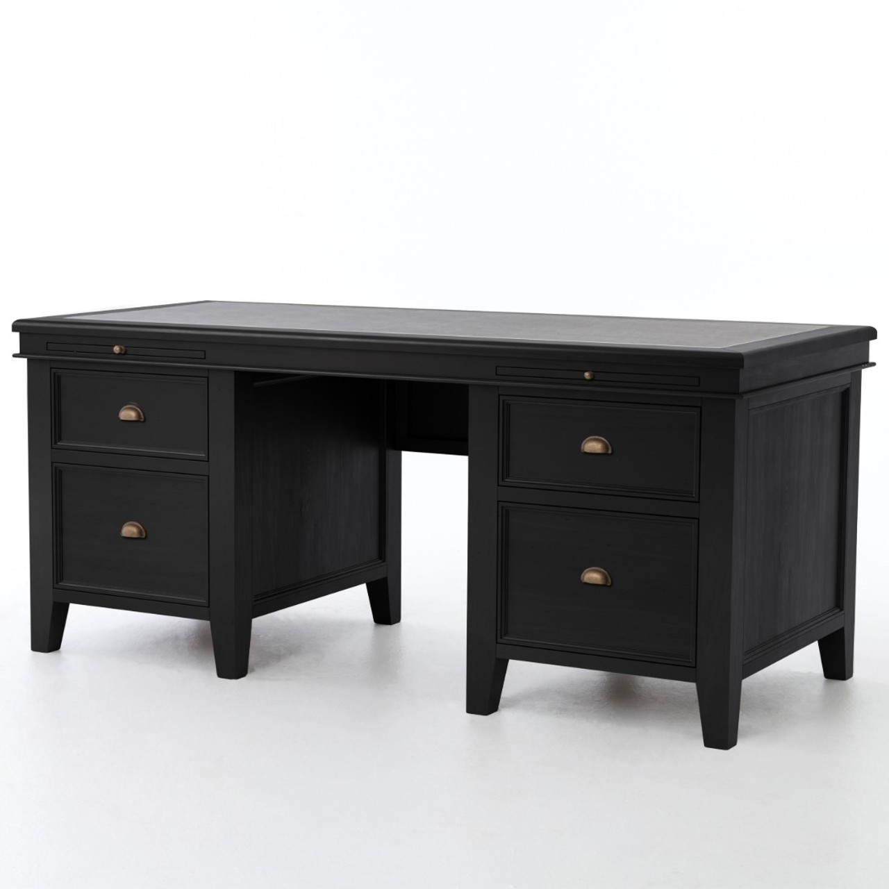 Lawyer S Black Reclaimed Wood 4 Drawers Executive Desk 71 Zin Home