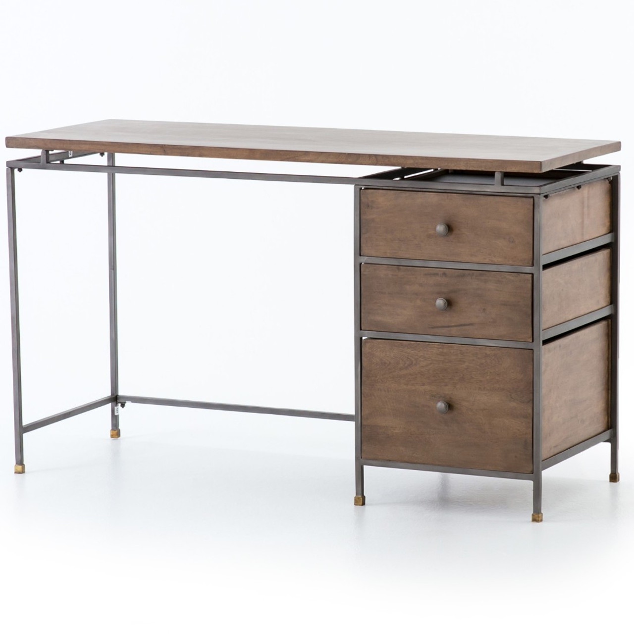 Ellison Wood And Metal 3 Drawer Writing Desk 51 Zin Home