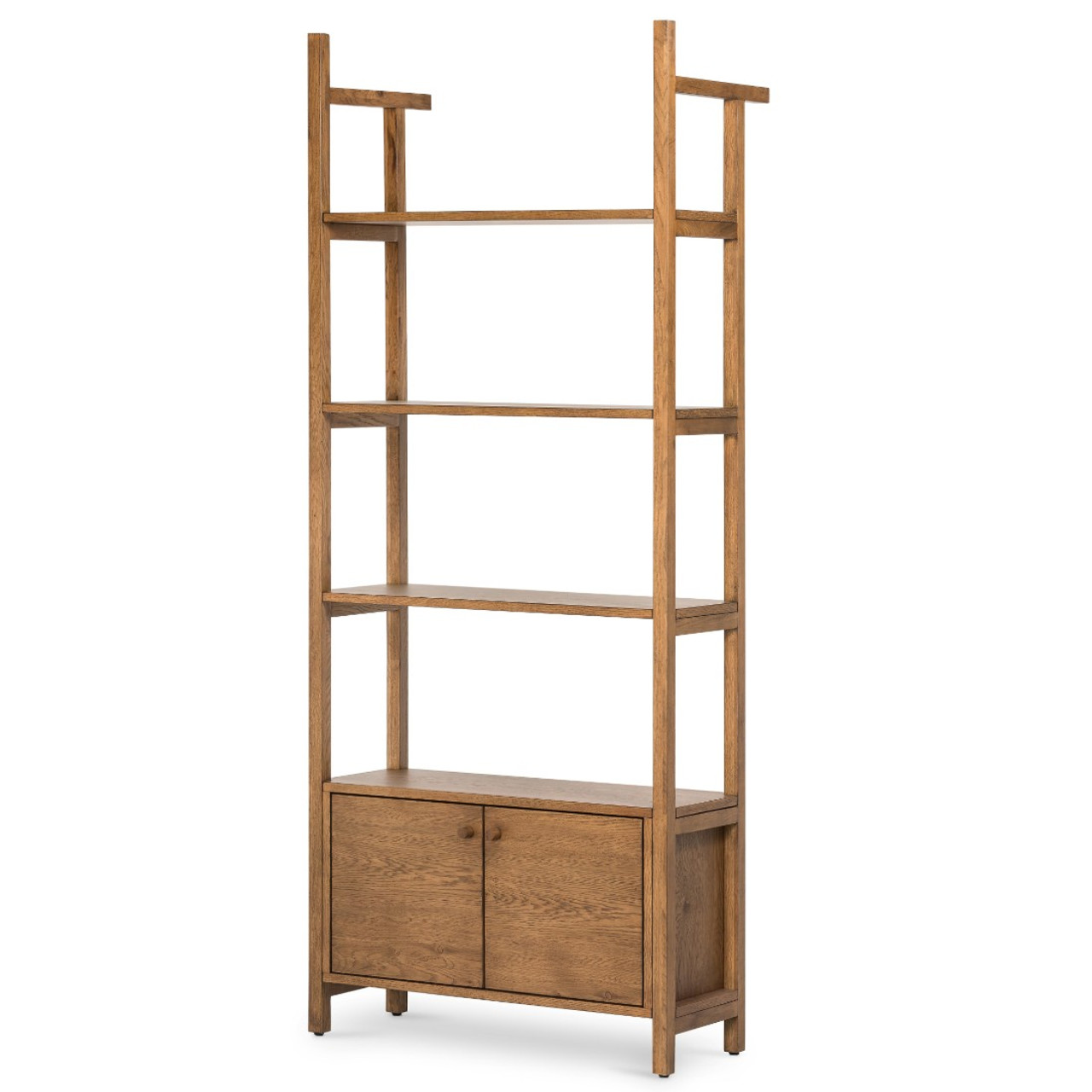 Teddy Vintage Oak Bookshelf With Doors 32 Zin Home