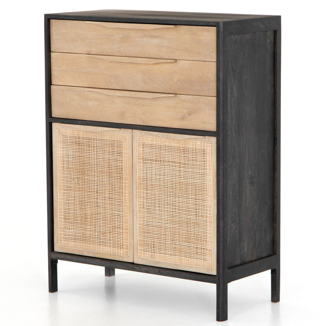 Sydney Woven Cane Tall Dresser Black Zin Home