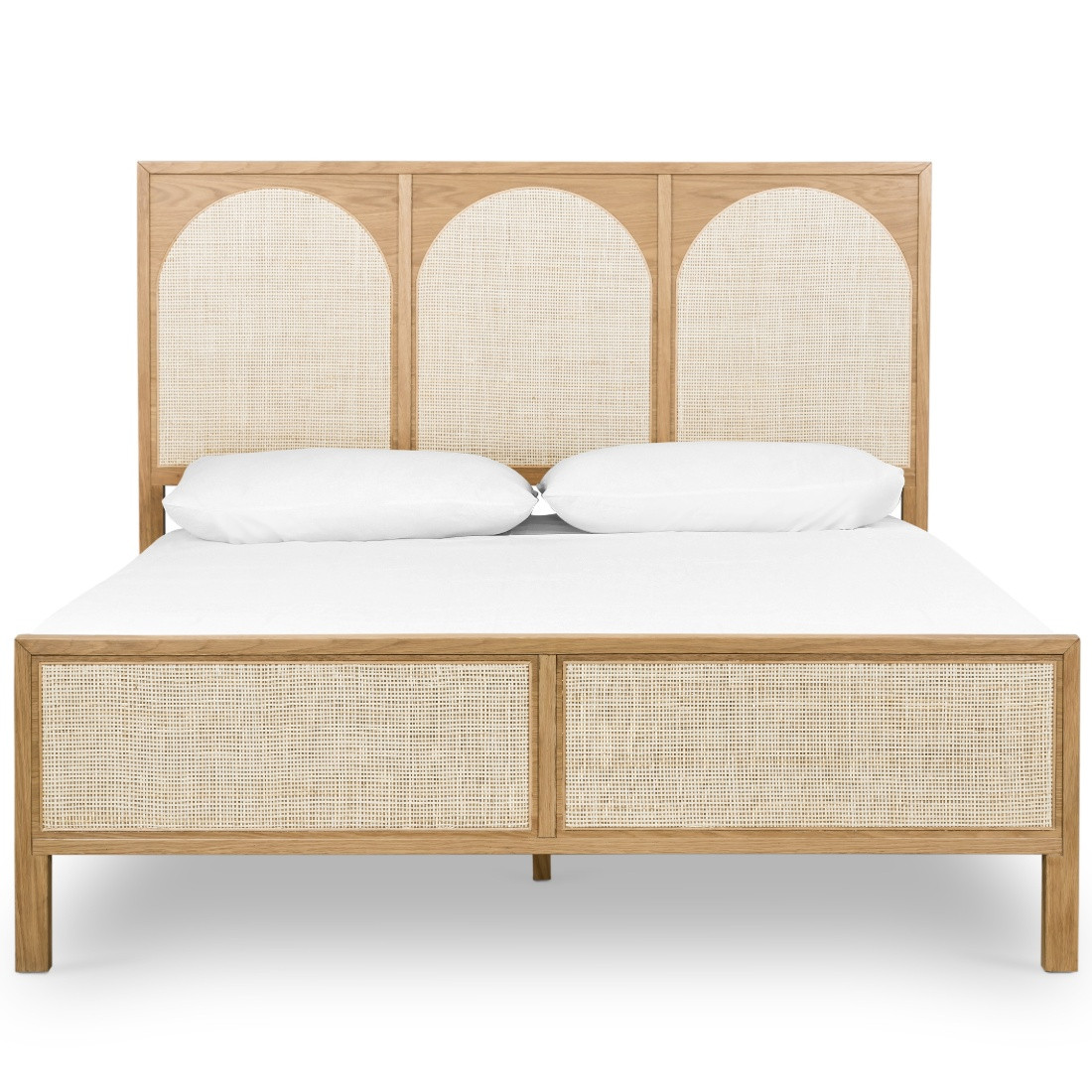 Allegra Woven Cane King Size Oak Wood Platform Bed Zin Home