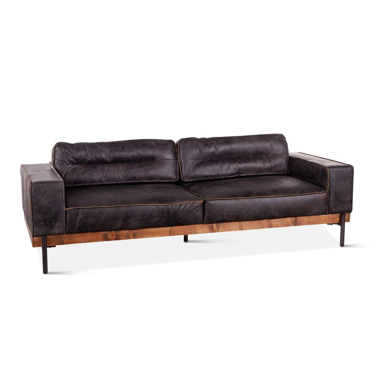 Loft Industrial Ebony Leather Sofa 95