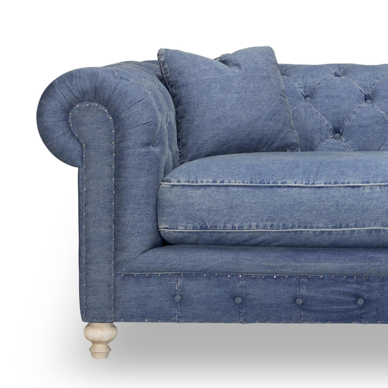 Warner Blue Denim Chesterfield Sofa 96