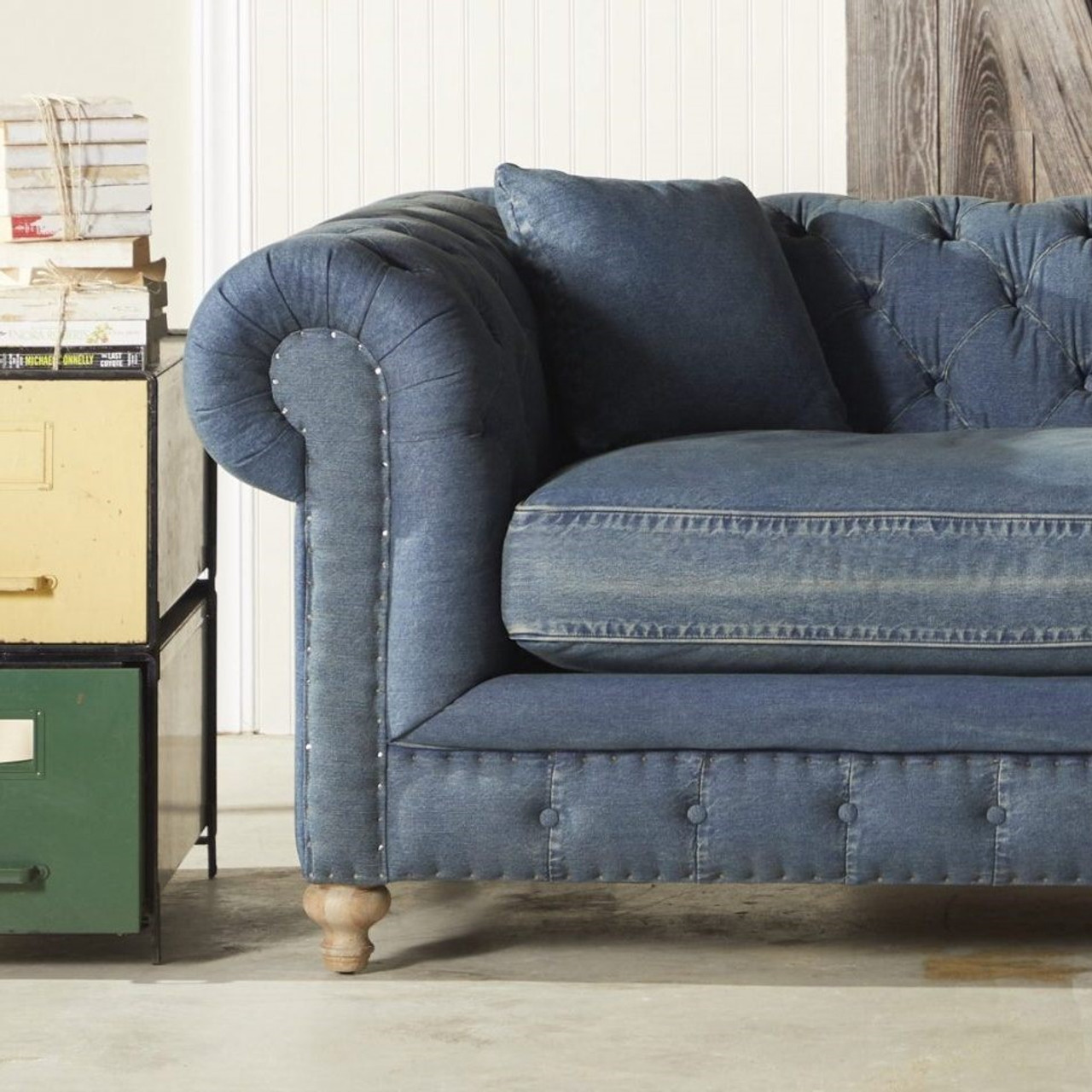 Buy Miranda Fabric 3 Seater Sofa In Denim Blue Colour at 28% OFF by  Woodsworth from Pepperfry | Pepperfry