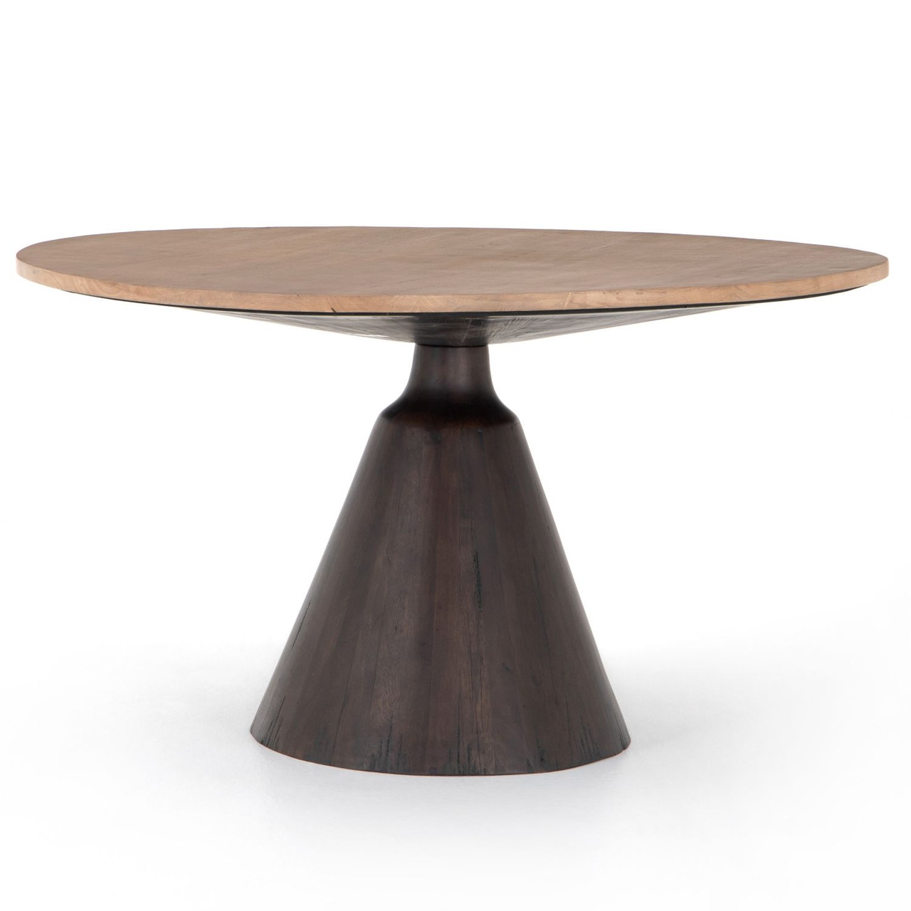 Bronx Light Brushed Parawood Round Pedestal Dining Table 54 Zin Home
