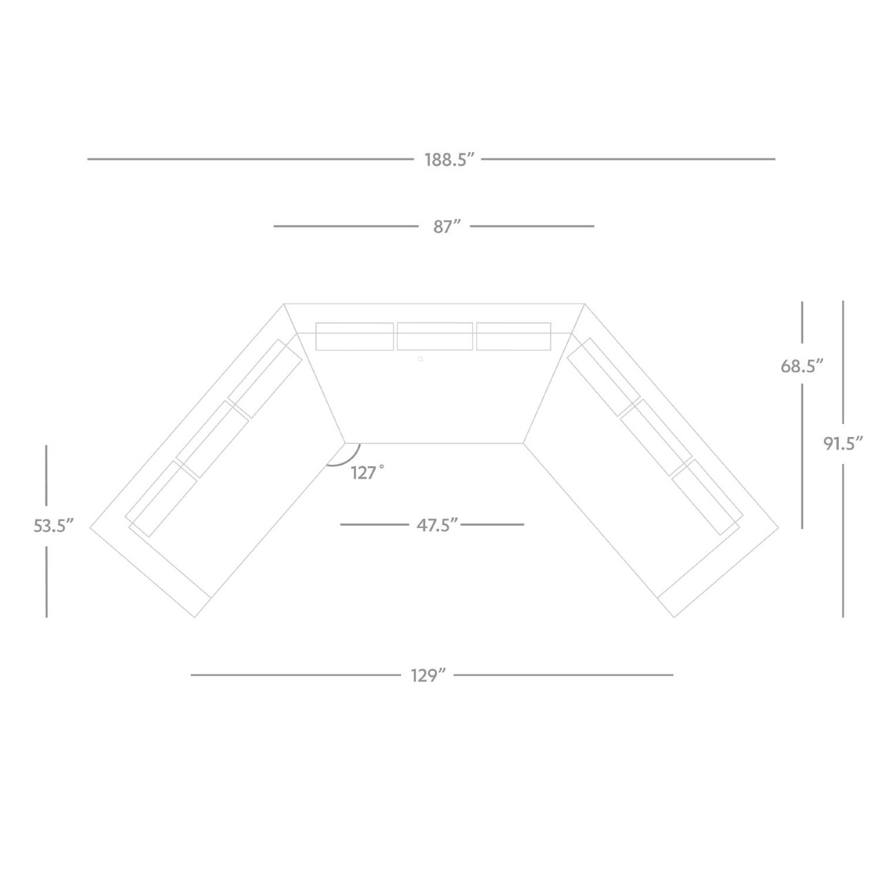 Dom 3 Piece Large Wedge Sectional Zin Home Fourhands