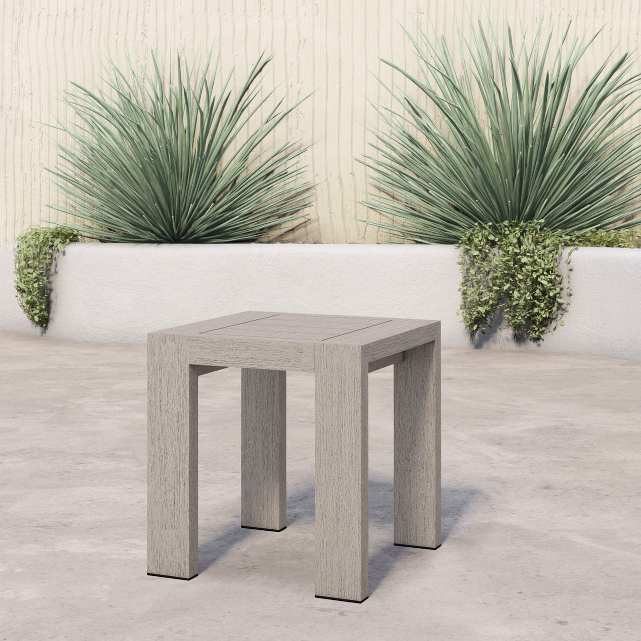 Caro Weathered Grey Outdoor End Table Zin Home