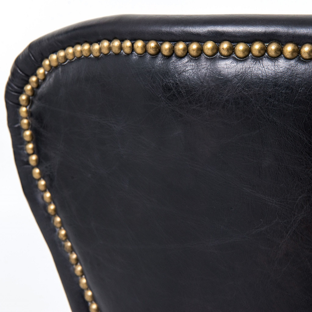 Richmond Black Leather Wingback Dining Chair with Weathered Oak Frame