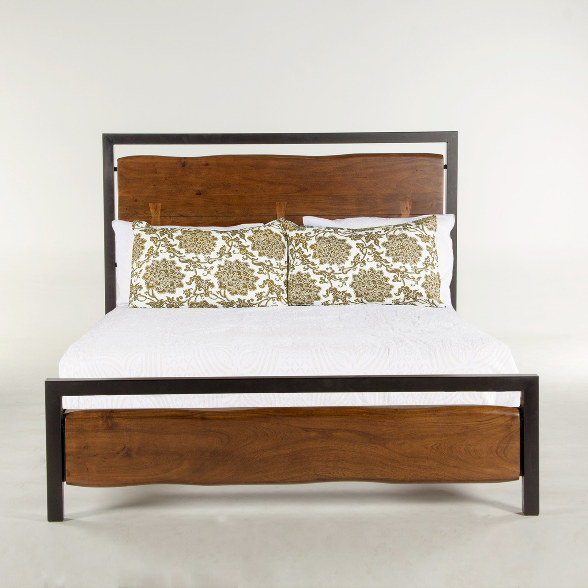 Live Edge Solid Wood & Iron King Platform Bed Zin Home