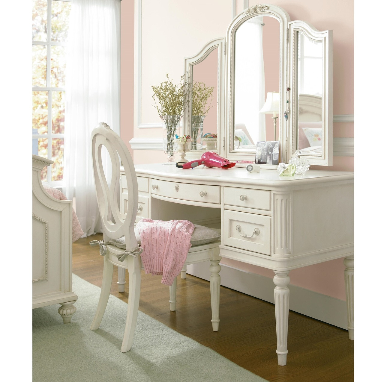 Rosalie Kids Vanity Chair with Storage Seat - White | Zin Home