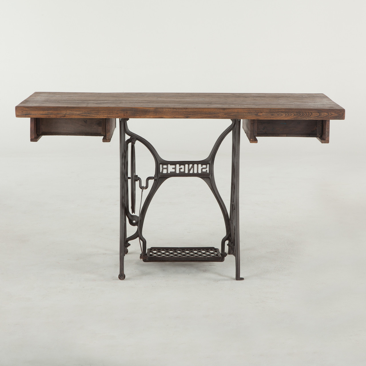Singer Sewing Machine Base Reclaimed Wood Desk 54" Zin Home