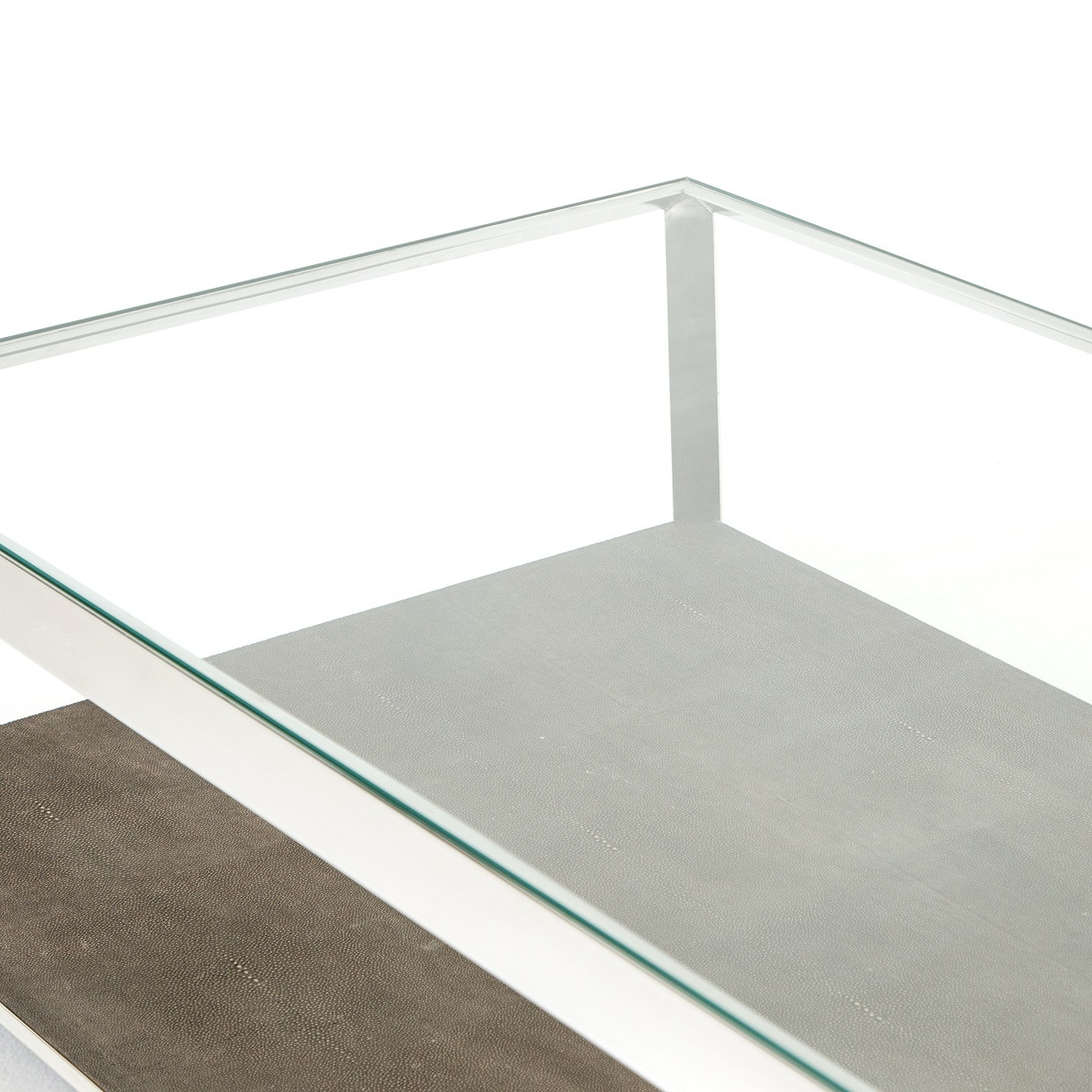 Shagreen Shadow Box Coffee Table Polished Steel Zin Home