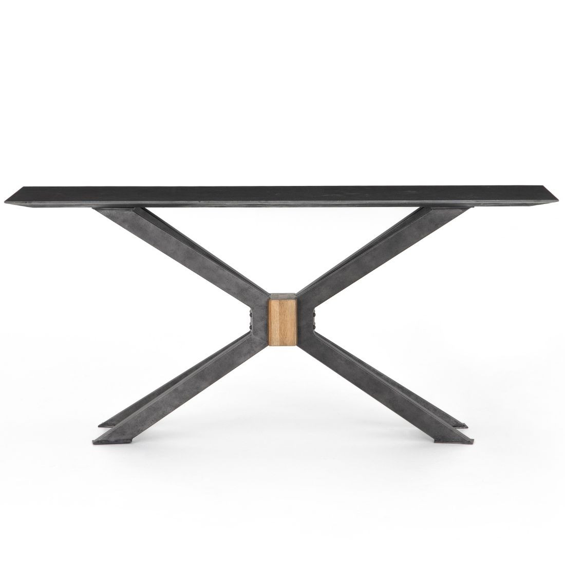 Industrial Spider Leg Bluestone Top Console Table 65" Zin Home