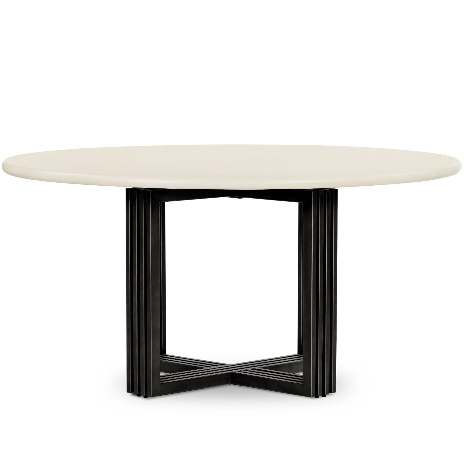 Mia Antique Black Metal Leg Round Dining Table 60" Zin Home