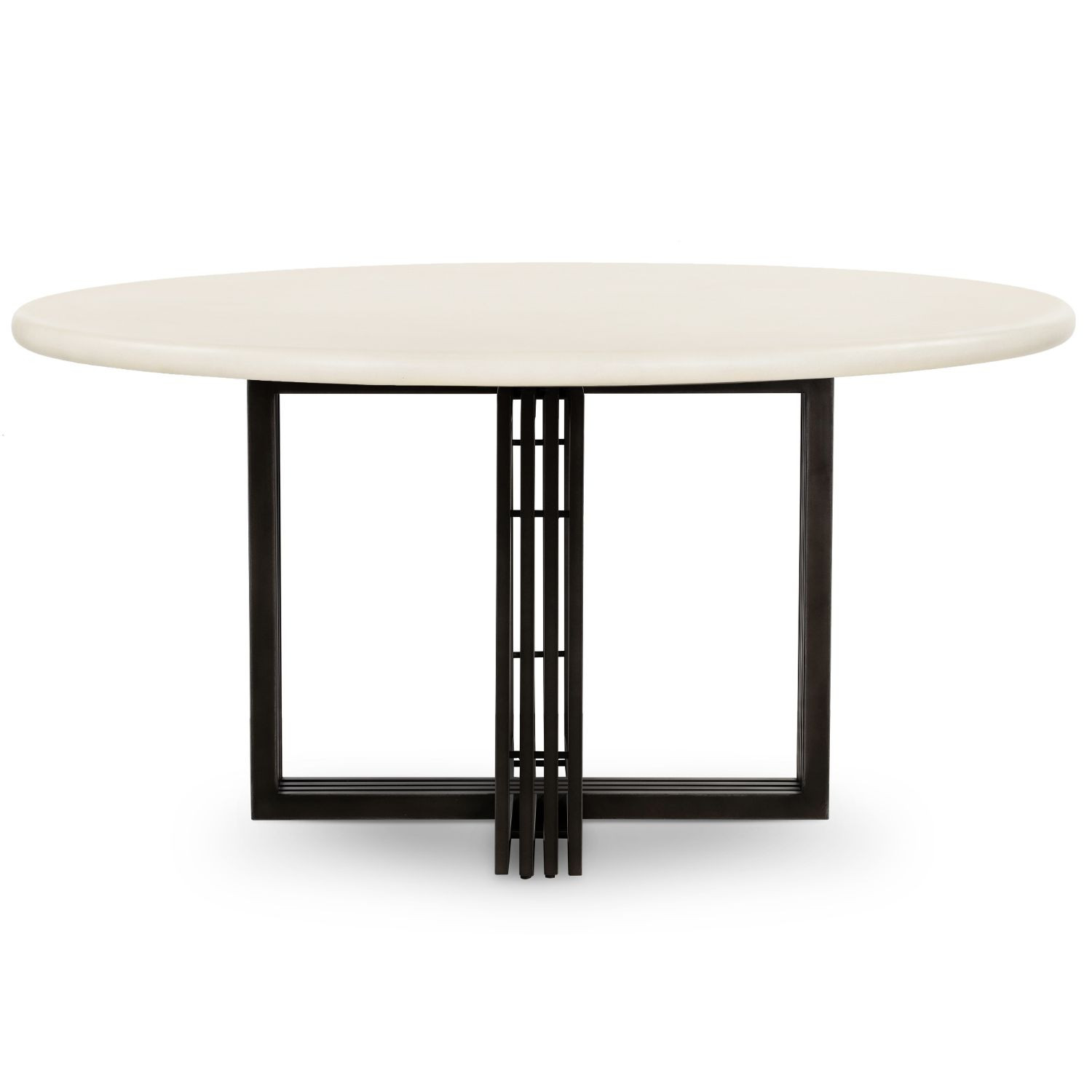 Mia Antique Black Metal Leg Round Dining Table 60" Zin Home