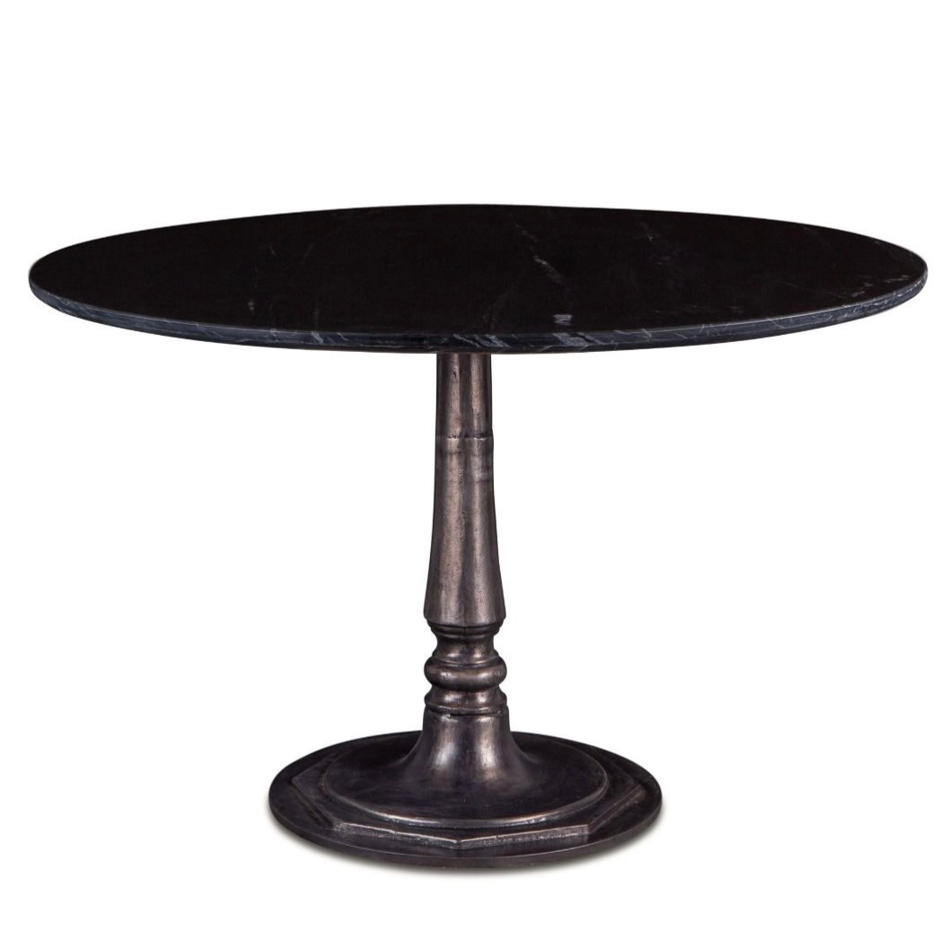 French Industrial White Marble Top Round Bistro Table 36" Zin Home