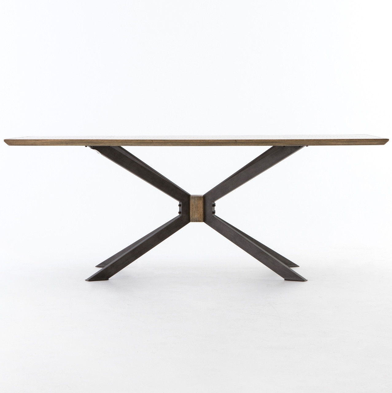 Industrial Spider Leg Brass Clad Top Dining Table 79" Zin Home