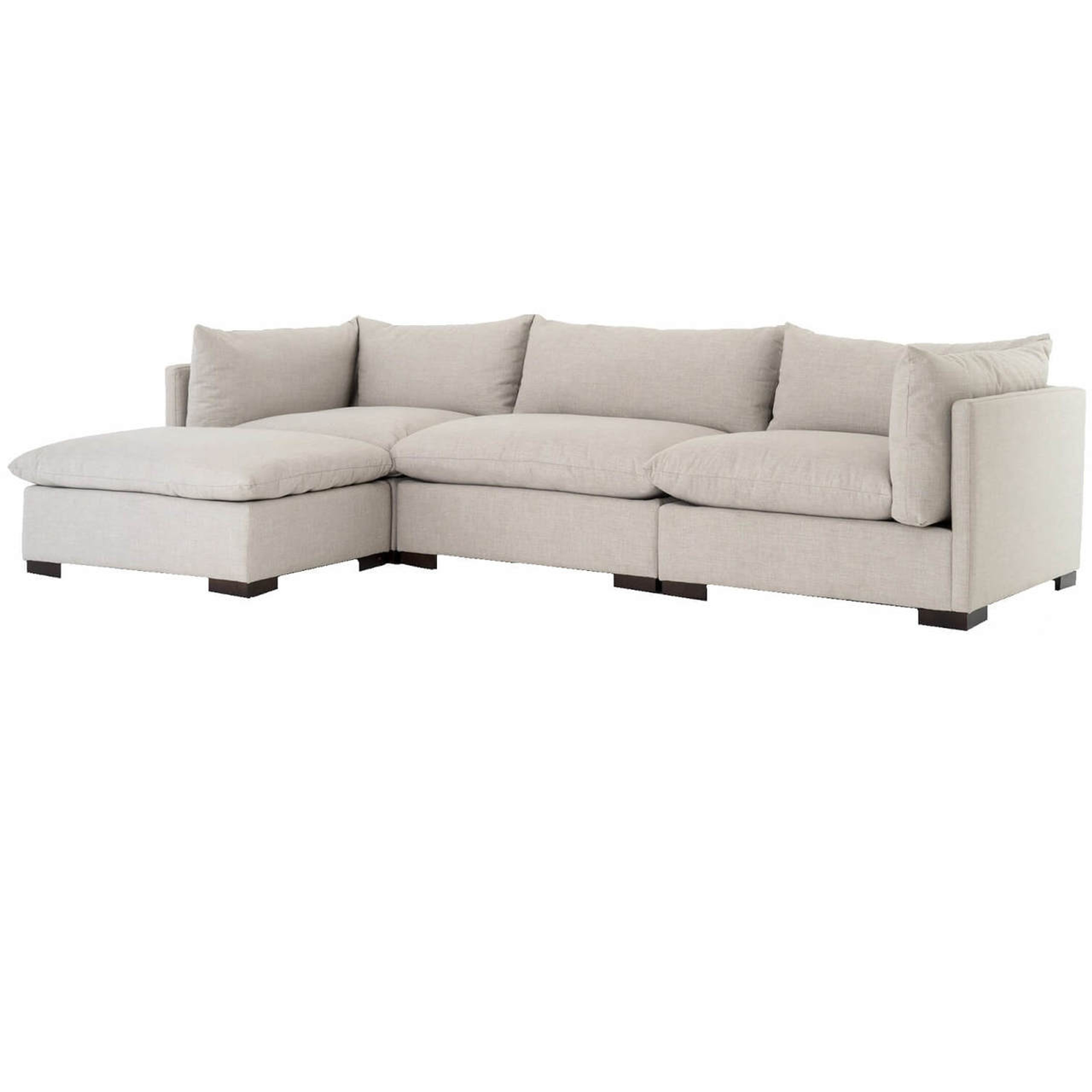 Westworld Modern Beige 4-Piece Modular Lounge Sectional Sofa