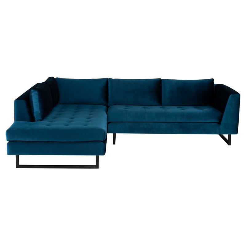 Janis Blue Tufted Sectional Sofa 105" - MIDNIGHT BLUE | Zin Home