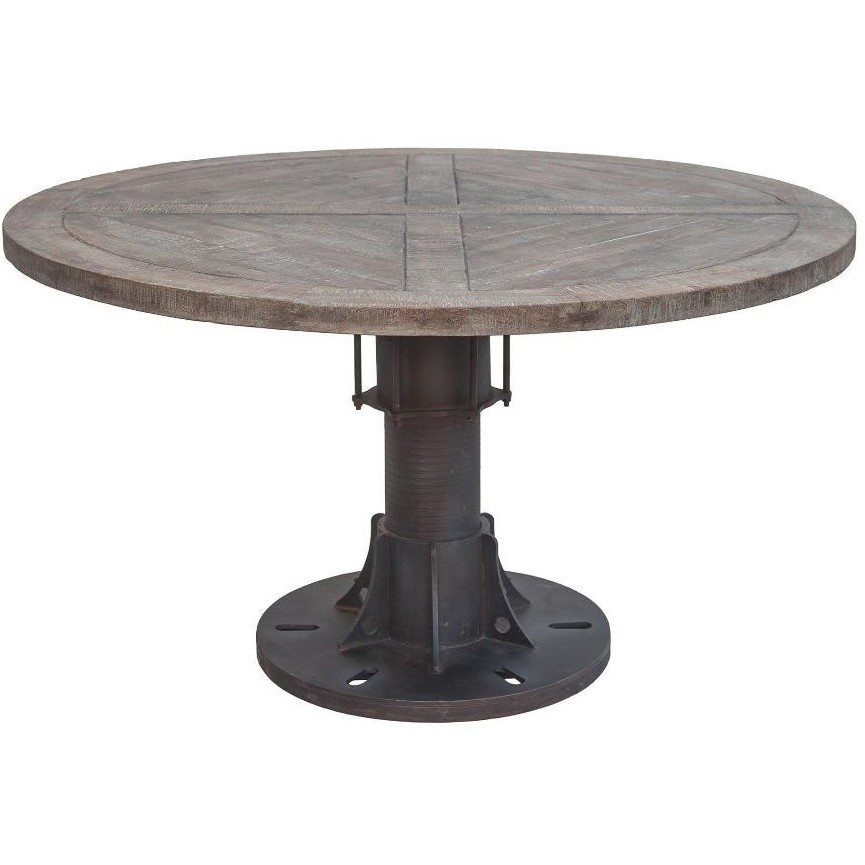 Barn Industrial Engine Base Round Adjustable Table 48