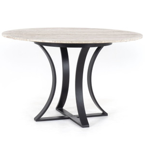 Gage White Travertine Dining Table 48"