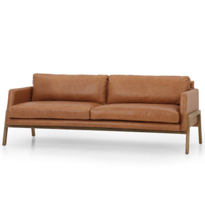 Diana Sonoma Butterscotch Leather Sofa 84"