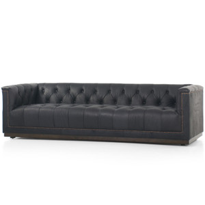 Maxx Heirloom Black Leather Sofa 95"