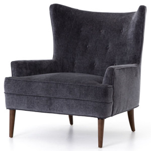 Clermont Charcoal Worn Velvet Chair