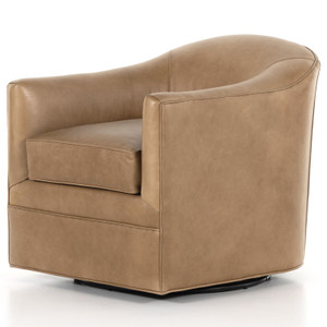 Quinton Ontario Taupe Leather Swivel Chair