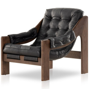 Halston Tufted Heirloom Black Leather Chair
