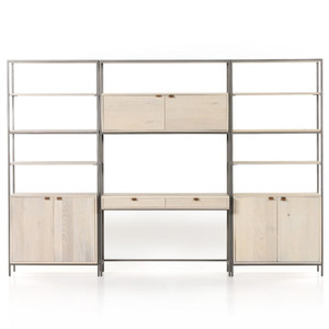 Trey Dove Modular Wall Desk With 2 Bookcase Towers 120"