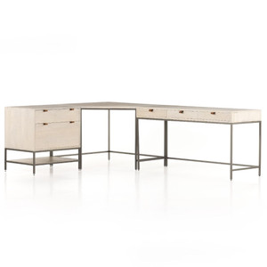 Trey Dove Industrial Modular Desk with File Cabinet