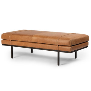 Harris Cognac Leather Accent Bench 60"