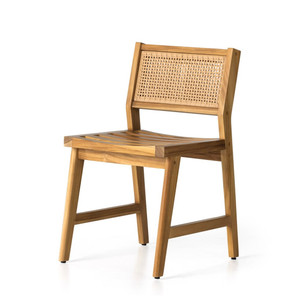 Merit Teak Wood & Woven Cane Outdoor Dining Chair