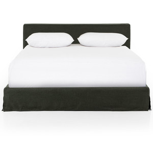 Aidan Black Belgian Linen Slipcovered King Bed