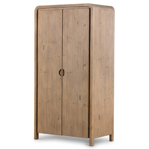 Everson Scrubbed Reclaimed Teak Wood Wardrobe Cabinet