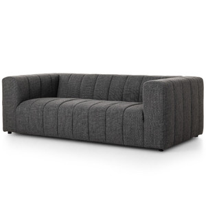 Langham Saxon Charcoal Channeled Sofa 89"