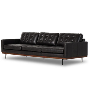 Lexi Sonoma Black Leather Sofa 99"