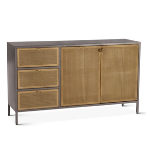 Brooklyn 55" Gunmetal and Brass Sideboard