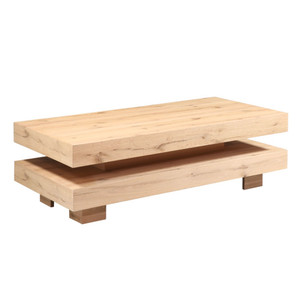 Alpine Solid Distressed Oak Wood Coffee Table 55"