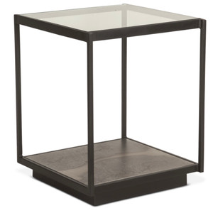 Manchester 18" Side Table with Glass Top in Oxidized Black