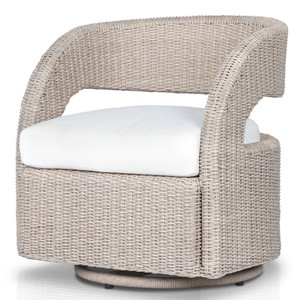 Hawkins Vintage White Woven Outdoor Swivel Chair