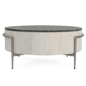 Honor 42" Round White Wash and Grey Coffee Table