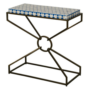Tara Side Table with Bone Inlay and Brass 24"
