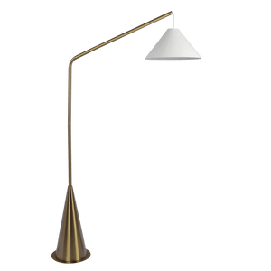 Lisbon Black Floor Lamp with On/Off Switch Coned Base Hanging White Fabric Shade - 15"