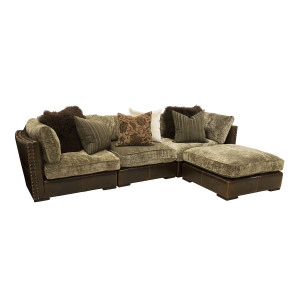 Aberdeen Chenille & Leather 4 Piece Sectional Sofa