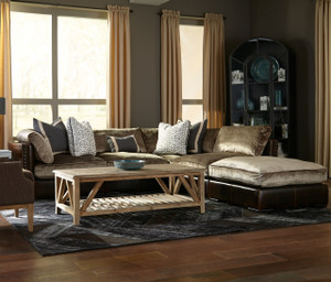 Aberdeen Chenille & Leather Corner Sectional Sofa