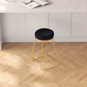 Jane 26"  Luxury Upholstered Stool - Black - 20"